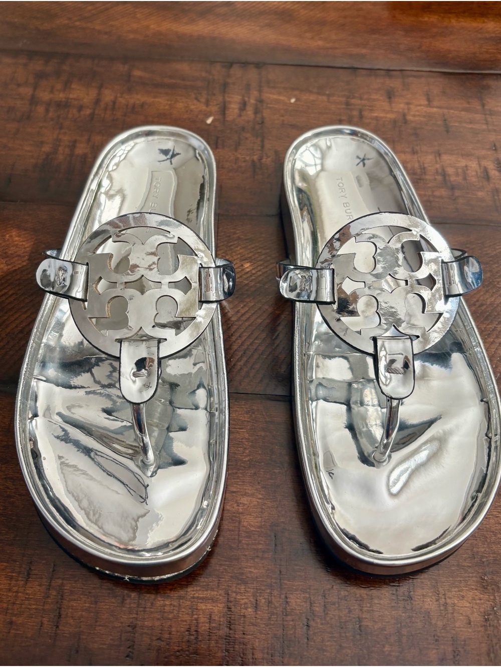 Tory Burch Miller Cloud Sandal Silver Metallic Size 7 - Picture 5 of 6